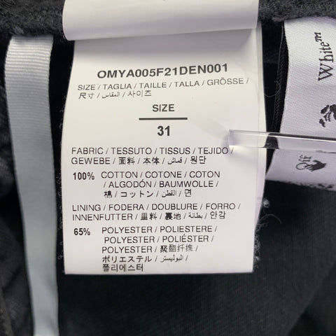 OFF-WHITE Size 31 Black Washed Cotton Elastic Waistband Jeans