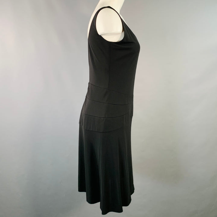 HERVE LEGER Size 8 Black Viscose Blend Sleeveless Knee Length Cocktail Dress