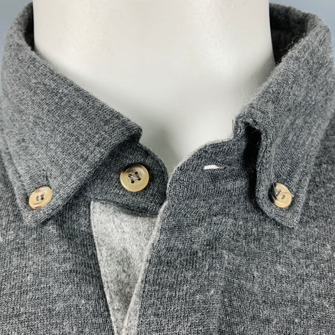 BRUNELLO CUCINELLI Talla 44 Jersey con botones de cachemira y lana de punto gris