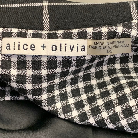 Trench-coat croisé ceinturé à carreaux ALICE + OLIVIA Taille L Noir Blanc Mélange de polyester