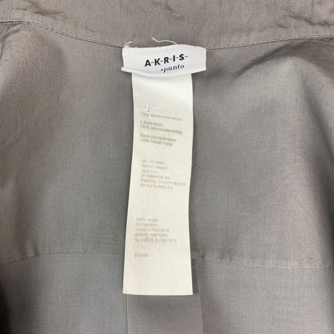AKRIS Size 8 Grey Sheer Cotton Beaded Bib Blouse