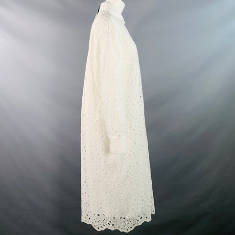 LENNY NIEMEYER Size M White Cotton Eyelet Long Shirt Dress