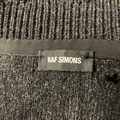 RAF SIMONS F/W2016 Size One Size Grey Charcoal Patches Wool Oversized Vest
