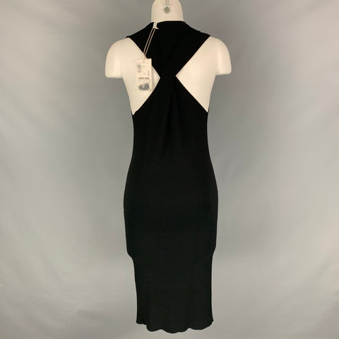 HELMUT LANG Talla L Vestido sin mangas negro con espalda torcida acanalada