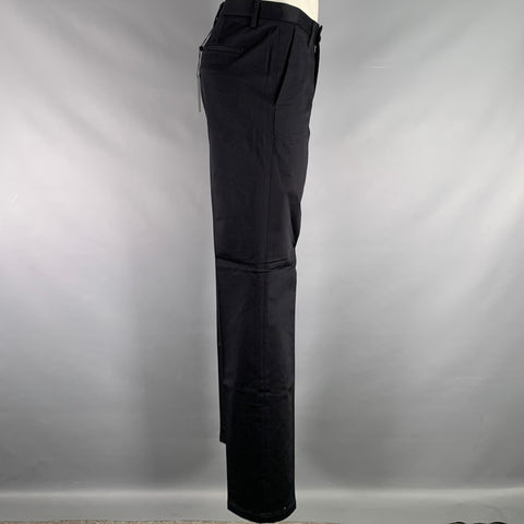 JOHN VARVATOS Size 34 Black Cotton Blend Flat Front Casual Pants