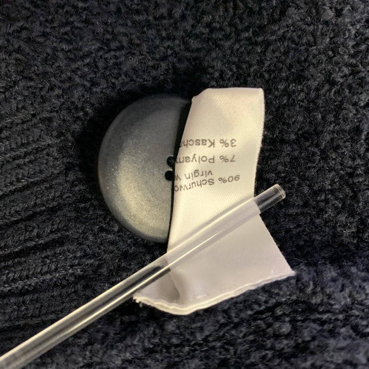 AKRIS Size L Navy Wool Polyamide Cashmere Boucle Cardigan