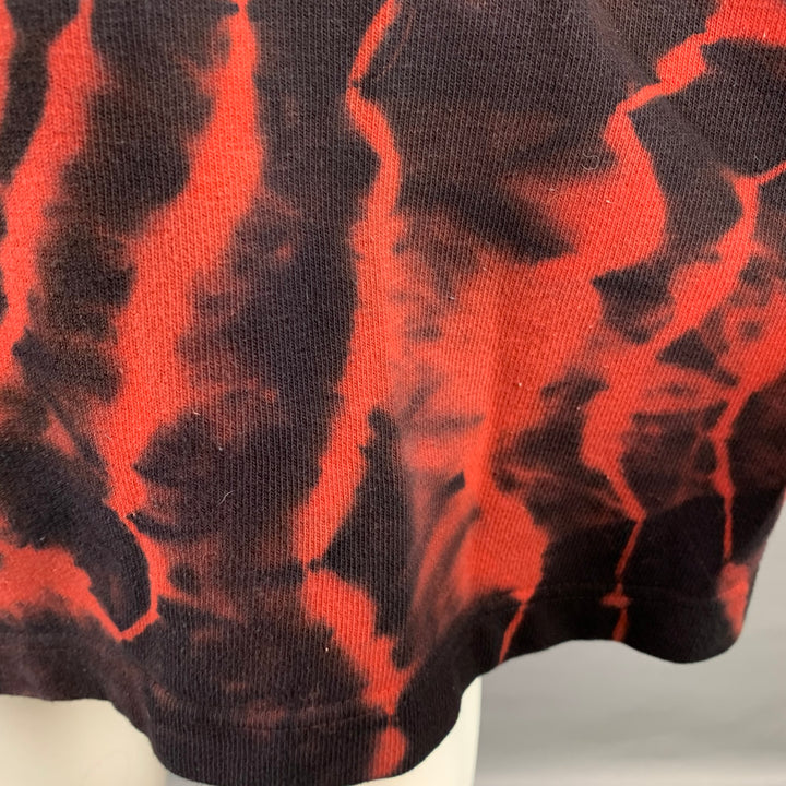 KAPITAL Size S Black Orange Tie Dye Cotton Oversized V-Neck Sweatshirt