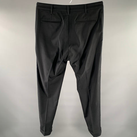 BOTTEGA VENETA Size 36 Black Solid Cotton Blend Straight Casual Pants