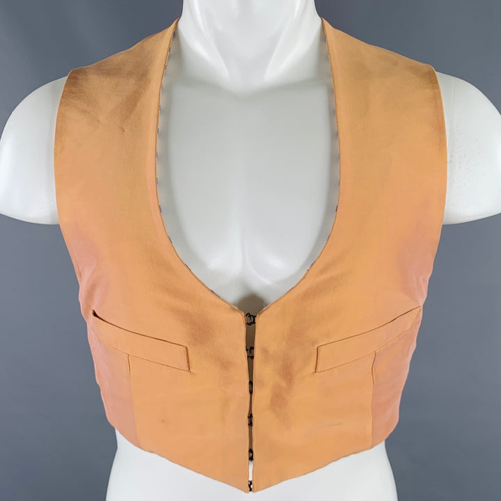 JEAN PAUL GAULTIER Size M Gold Burgundy Mixed Fabrics Cropped Vest