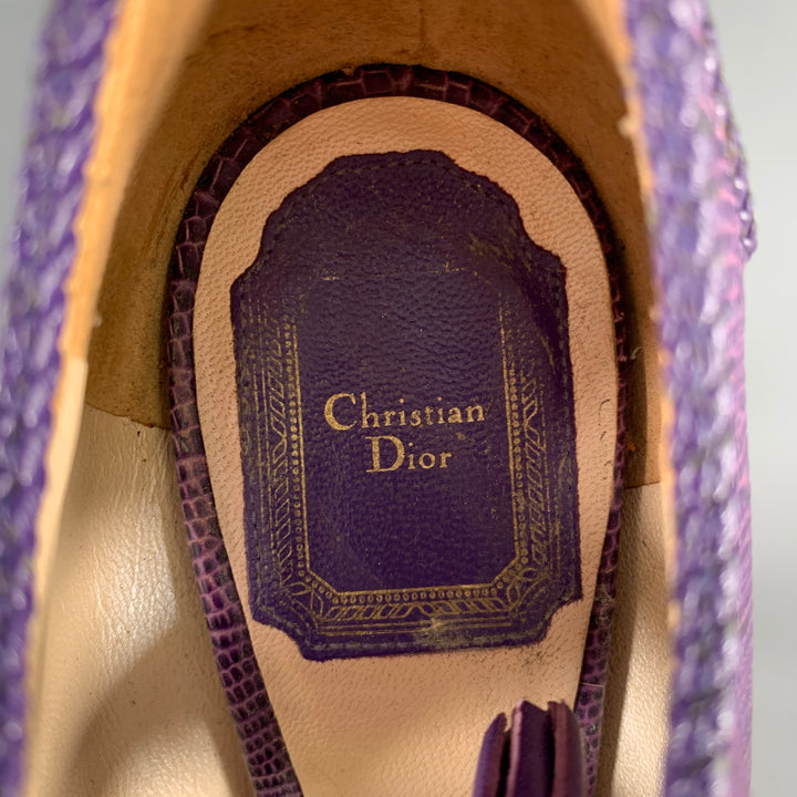 DIOR Size 6 Purple Lizard Ankle Platform Heels Pumps