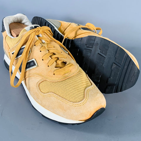 NEW BALANCE Size 11 1400 Mustard Yellow Suede Mesh Athletic Sneakers