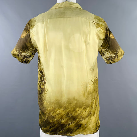 DRIES VAN NOTEN Size M Yellow Olive Tiger Short Sleeve Shirt