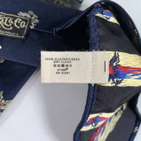 RRL by RALPH LAUREN Navy Red  Silver Silk Tie