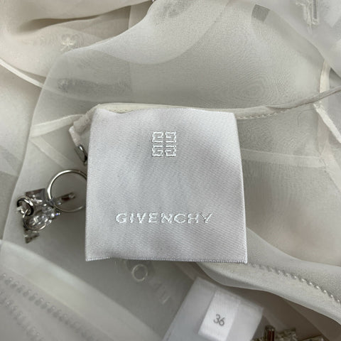 GIVENCHY SS 2021 Size 4 Cream Polyester Crystal Embellished Organza Shift Dress
