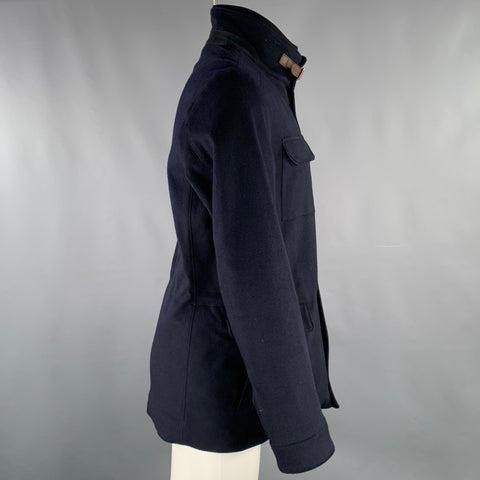 LORO PIANA Size M -Traveller- Navy Cashmere Blend Zip Up Jacket