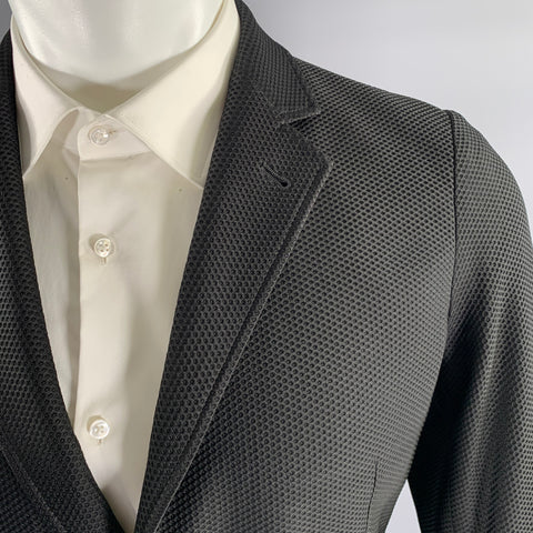 ARMANI COLLEZIONI Size 40 Black Waffle Knit Wool Blend Sport Coat