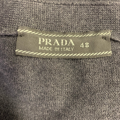PRADA Size 38 Grey Knit Buttoned V-Neck Cardigan