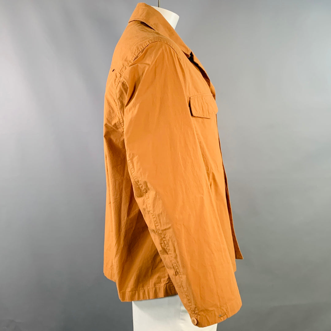 DOCUMENT Size XL Tan Cotton Two Pockets Hidden Placket Shirt Jacket