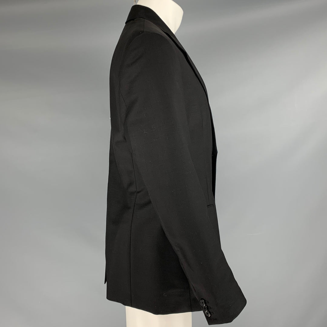 PRADA Size 40 Black Mohair Wool Notch Lapel Sport Coat