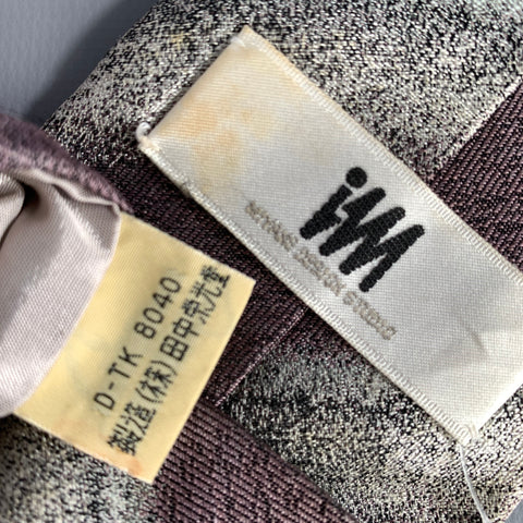 ISSEY MIYAKE Grey Mauve Stripe Silk Tie