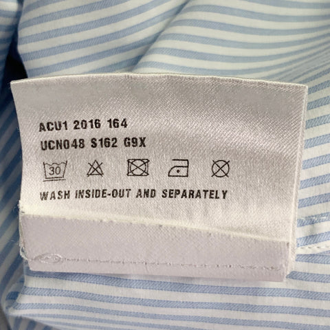 PRADA Size S Blue White Stripe Cotton Hidden Buttons Long Sleeve Shirt
