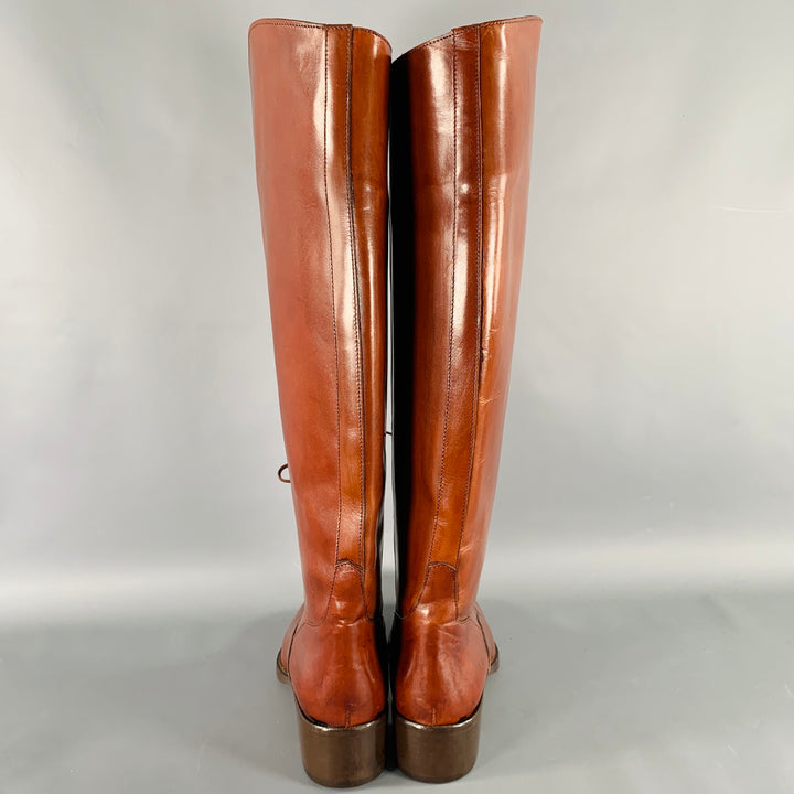 JOAN & DAVID Size 8 Brown Cognac Leather Pull On Boots