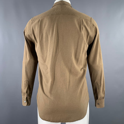 OUR LEGACY Size M Khaki Silk One Pocket Long Sleeve Shirt