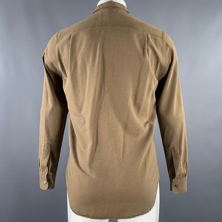 OUR LEGACY Size M Khaki Silk One Pocket Long Sleeve Shirt