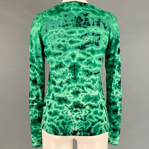 PROENZA SCHOULER Taille S Vert Noir Coton Tie Dye Manches Longues Haut Décontracté