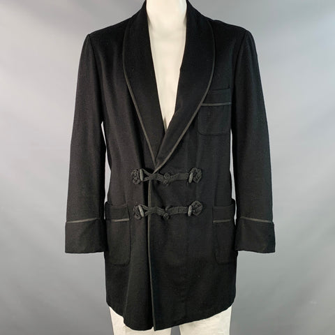 ALAN BILZERIAN Size XL Black Cashmere Shawl Collar Toggle Closure Coat