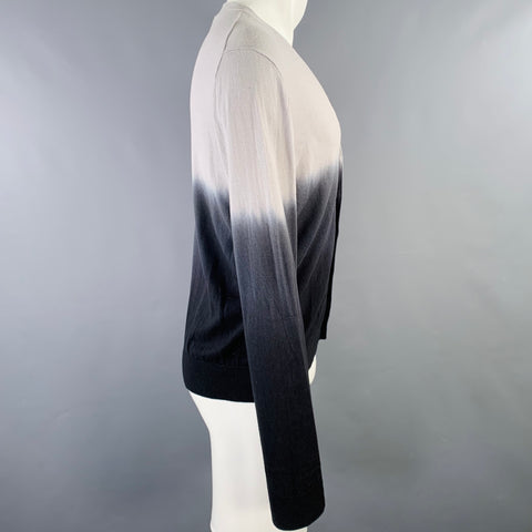 SAKS FIFTH AVENUE Size M Grey Charcoal Ombre Cotton V-Neck Cardigan