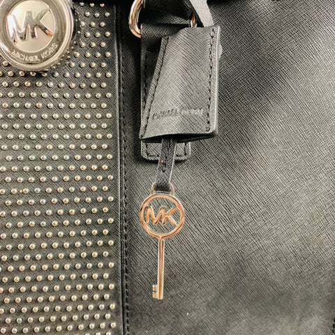 MICHAEL by MICHAEL KORS Black Studded Coated Canvas Tote Handbag