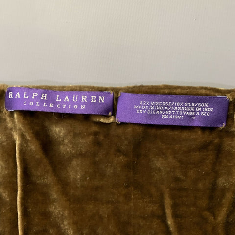 RALPH LAUREN COLLECTION Khaki Beaded Floral Viscose Silk Velvet Scarf