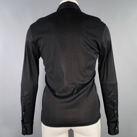 PRADA Size S Black Cotton Spread Collar Long Sleeve Shirt