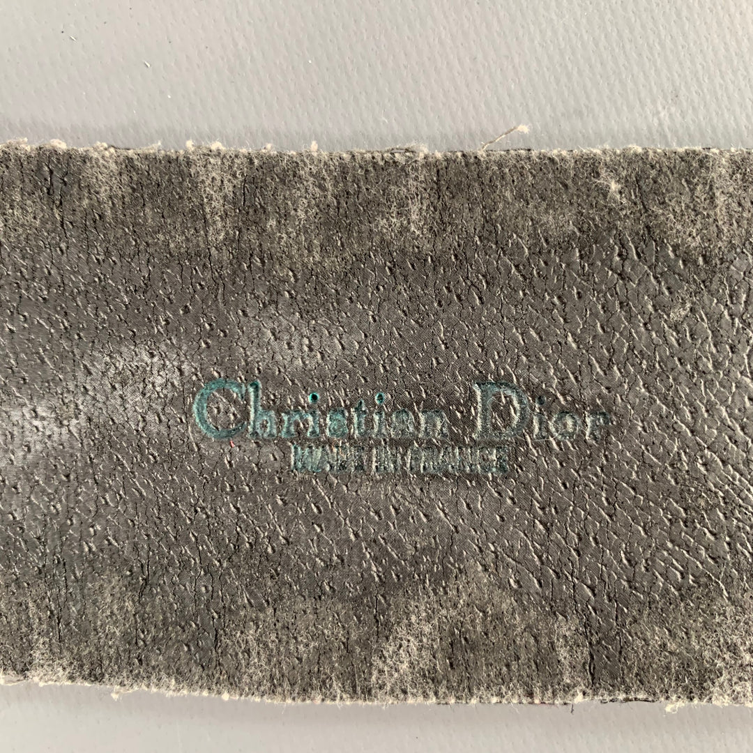 CHRISTIAN DIOR Size M Black Anthracite Lace Leather Belt