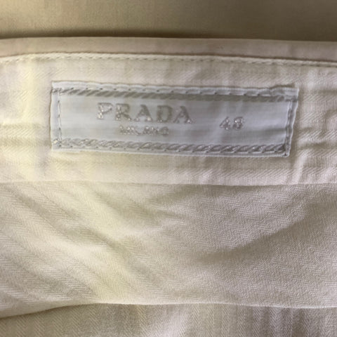 PRADA Size 32 Cream Solid Cotton Button Fly Dress Pants