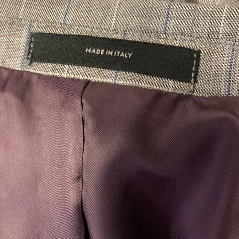 PAUL SMITH Chest Size 38 Grey Navy Window Pane Wool Notch Lapel 32 29 Suit