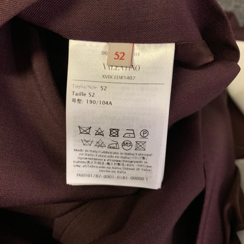 VALENTINO Chest Size 42 Burgundy Solid Mohair Blend Double Breasted 34 32 Suit