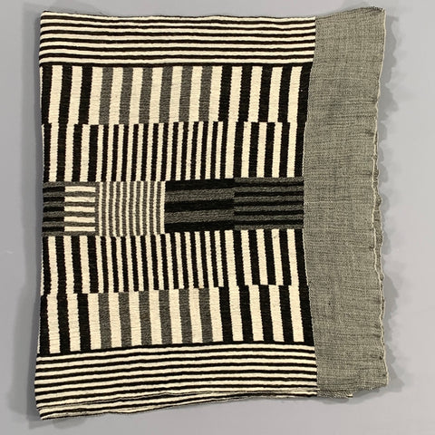NUNO Black Cream Stripe Polyester Scarves & Shawls