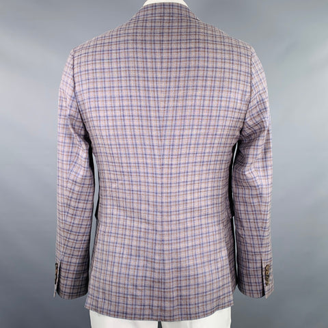 PAUL SMITH Size 42 Grey Brown Navy Plaid Wool Linen Sport Coat