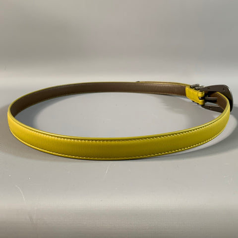 BOTTEGA VENETA Size 38 Green Brown Solid Leather Belt