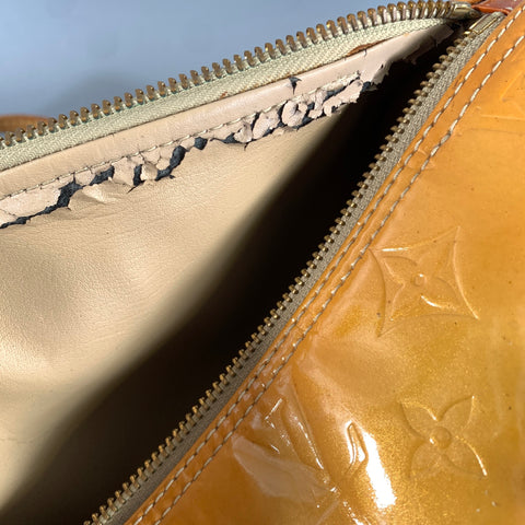 LOUIS VUITTON Yellow Tan TH1928 Monogram Patent Leather Handbag