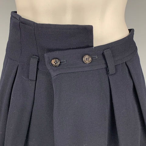 COMME des GARCONS 1988 Size M Navy Wool Drop Crotch Wide Leg Dress Pants