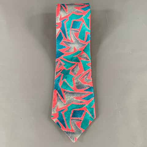 UNGARO Pink Cobalt Abstract Silk Tie