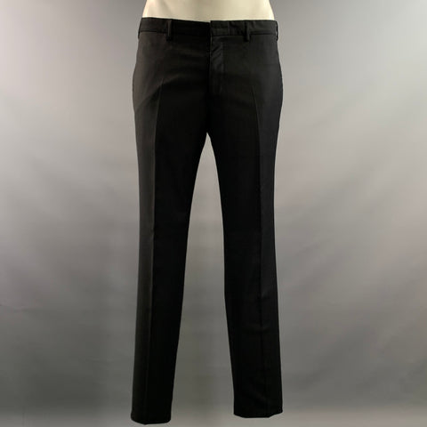 PRADA Chest Size 42 Black UAF367 Pinstripe Wool Notch Lapel 34 32 Suit