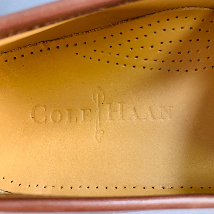 COLE HAAN Vintage Size 7 Ascot II Brown Gold Leather Horsebit Loafer Flats