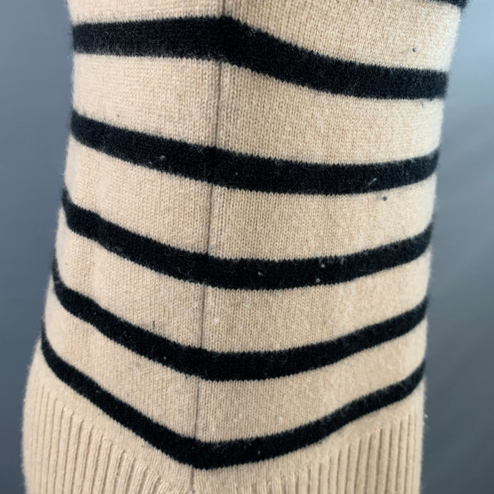 THE CASHMERE PROJECT Size XS Tan Black Cashmere Stripe Cowl Neck Sweater