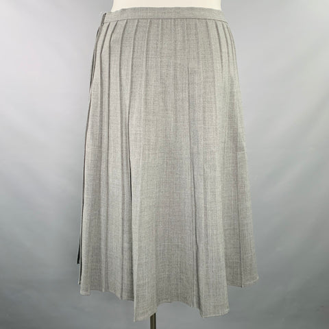 MICHAEL KORS COLLECTION Size 12 Grey Wool Blend Pleated Skirt