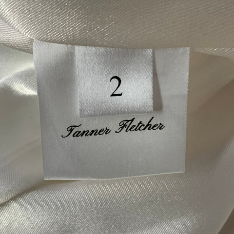 TANNER FLETCHER Size 2 Cream Black Polyester Plaid Pleated A-Line Skirt