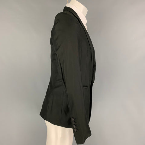 JULIUS_7 Size 38 Black Silk Notch Lapel Sport Coat
